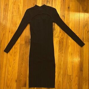 Elegant Black Ribbed Dress
